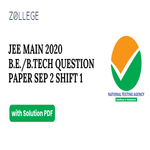 JEE Main 2020 Question Paper with Answer Key PDF Sept 2 Shift 1 ZPYP